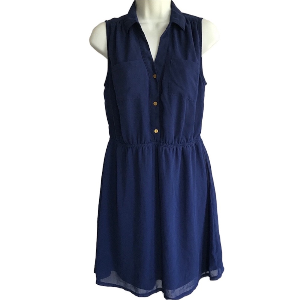 Charlotte Russe Blue Sleeveless Shirt Dress – Size Medium